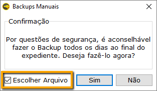 Confirmação de backup