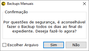 Confirmação de backup