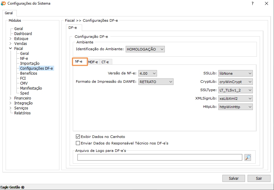 Configurações de NF-e