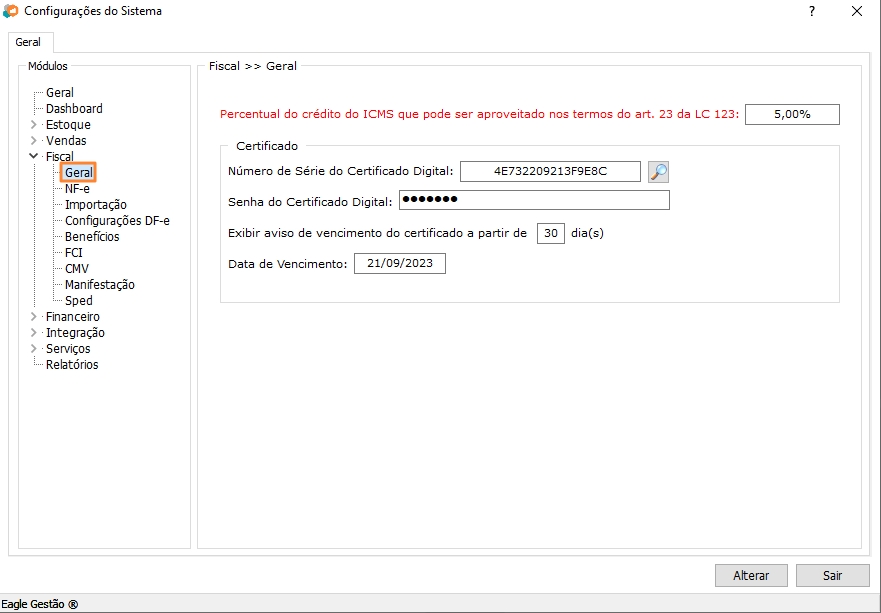 Configurações Gerais do Módulo Fiscal