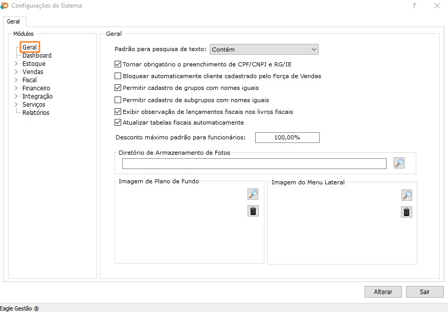 Configurações Gerais