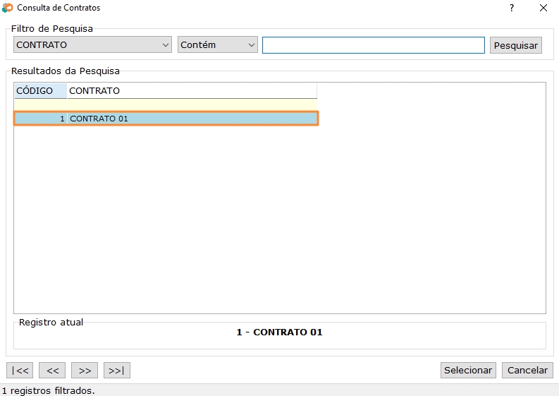 Seleção do Contrato