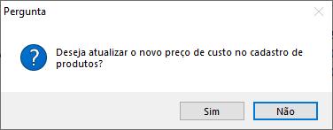 Alteração de custos do componentes