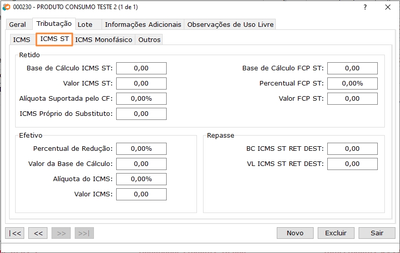 Detalhamento do Item - ICMS ST