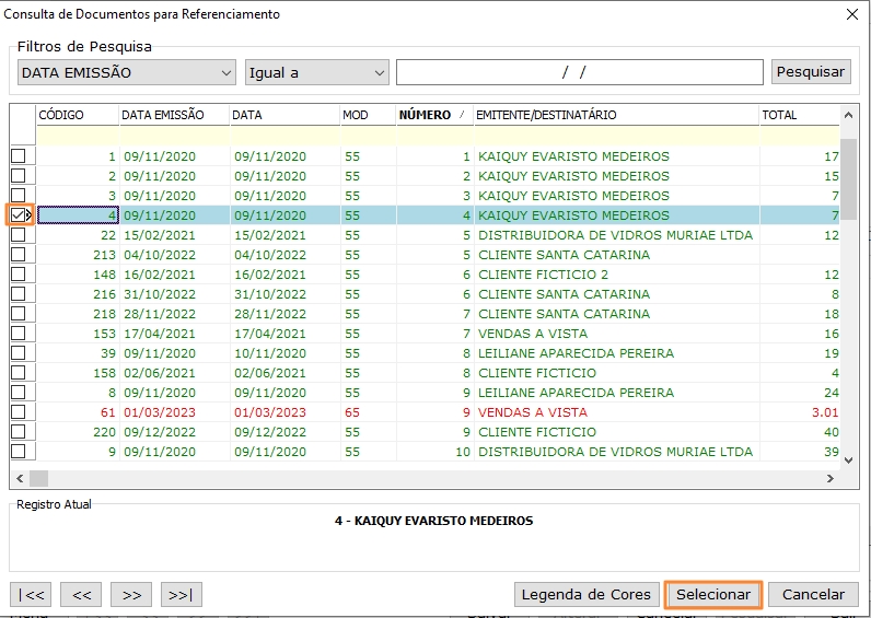 Selecionar NF Referenciada