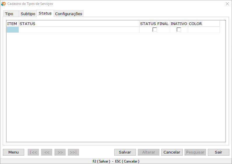CadastroDeTiposDeServicosStatus