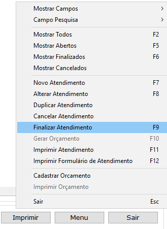 Finalizando o Atendimento