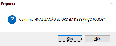 Confirmação de Finalização