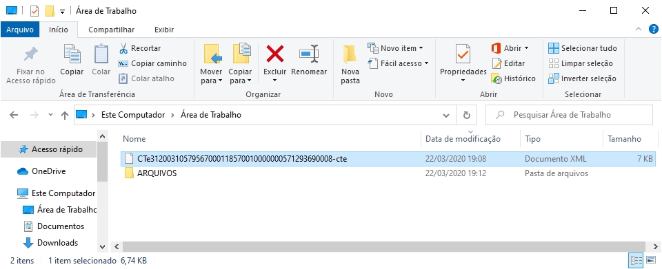 Xml exportado