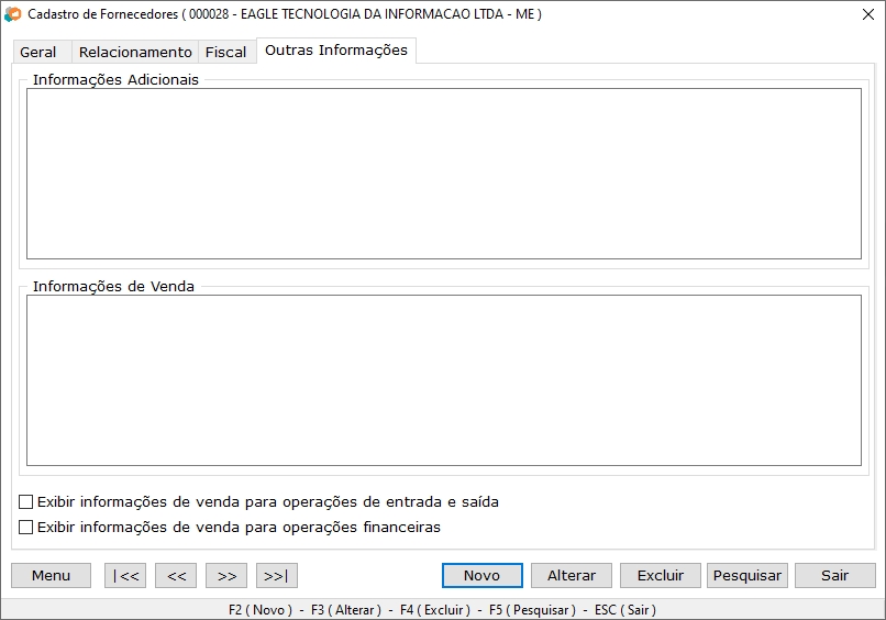Informações sobre o Fornecedor