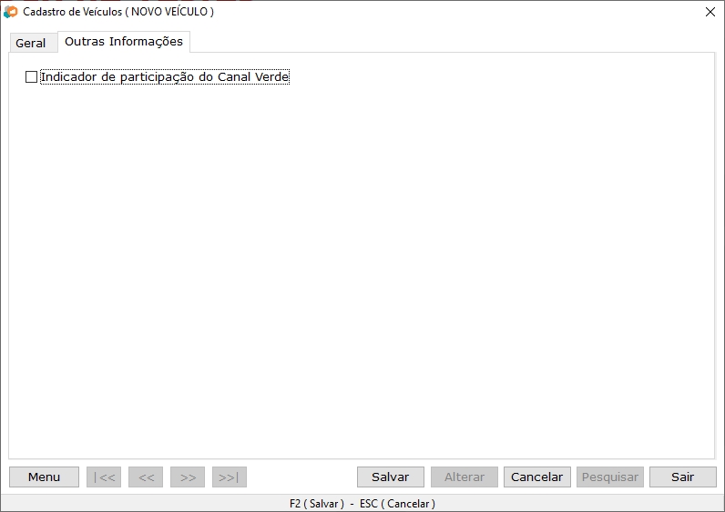 Cadastro do Veículo Outras Informações