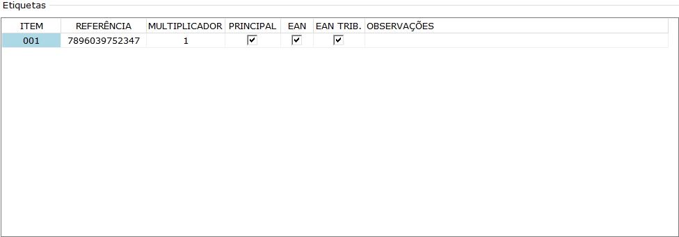 Referências do Produto - Etiquetas