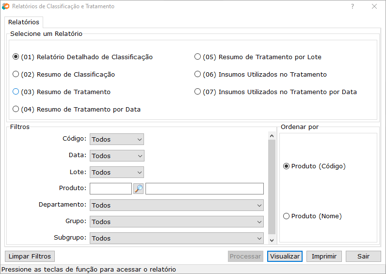 Relatório Classificação e Tratamento