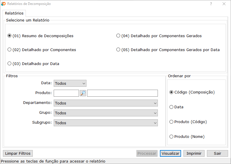Relatórios de Decomposições