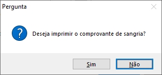 Pergunta para imprimir o comprovante de sangria