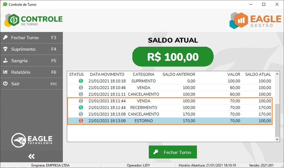 Cancelamento de venda vinculada a recebimentos