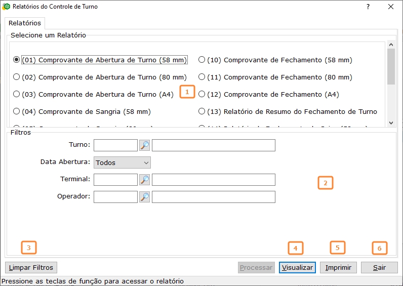 Relatórios do Controle de Turno