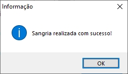 Informação de sangria lançada