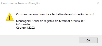 Validação de terminal não registrado