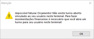 Validação turno fechado