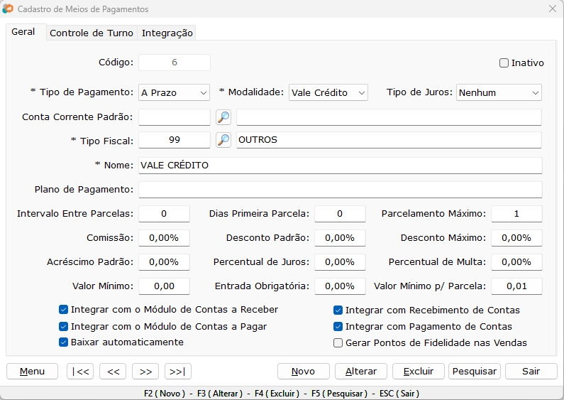 Figura 1 — Meio de pagamento Vale Crédito