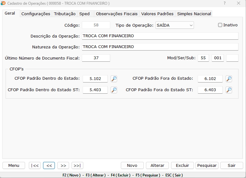 Figura 6 — Operação Troca com Financeiro — Cenário 5