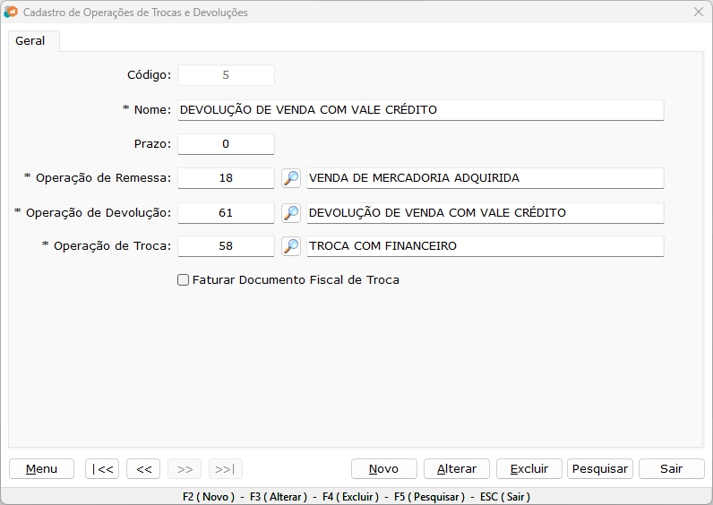 Figura 7 — Operação de Devolução de Venda com Vale Crédito – Cenário 5