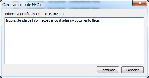 Justificativa do cancelamento