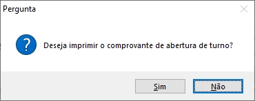 Pergunta para imprimir o comprovante de abertura