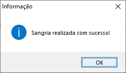 Informação de sangria lançada