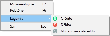 Legenda das movimentações