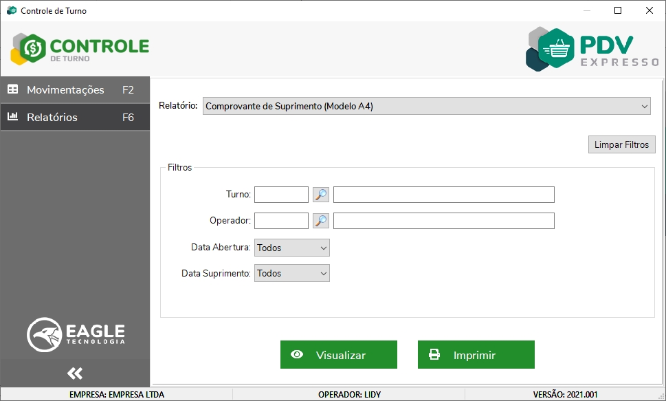 Acessando Comprovante de Suprimento, modelo A4