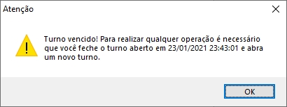 Validação turno vencido