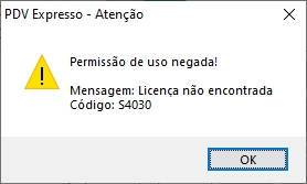 Licença não encontrada