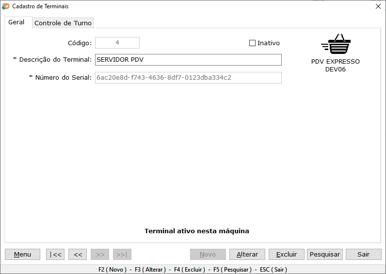 Cadastro de um Terminal do PDV Expresso