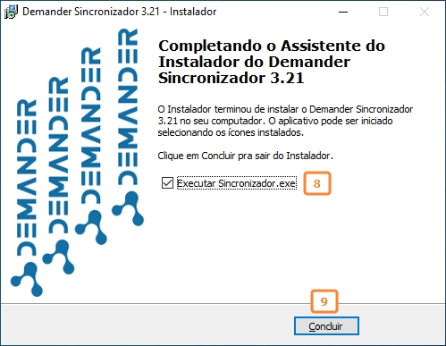 Finalizando instalação do sincronizador