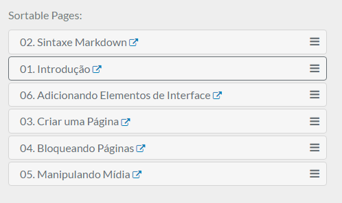 Ordenação de páginas fixas