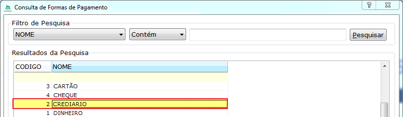 Selecionando forma de pagamento