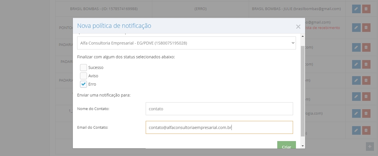 Configuração de Perfil - Passo 3