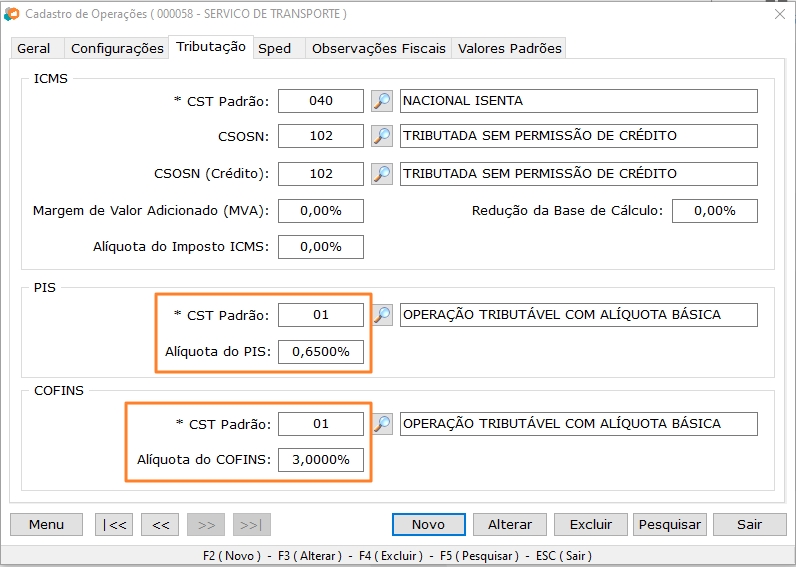 Configurar Operação2