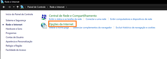 Opções da Internet