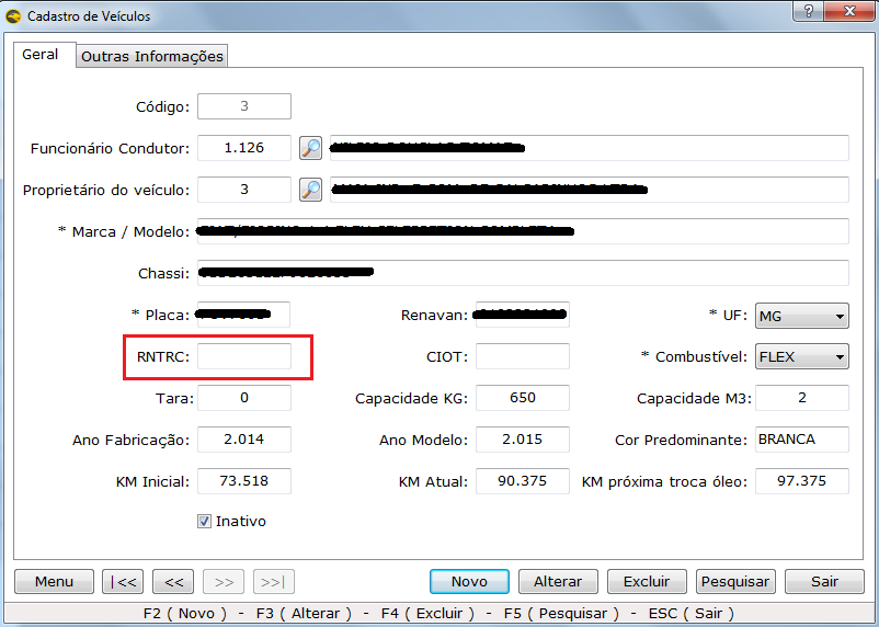 RNTRC - Veiculo